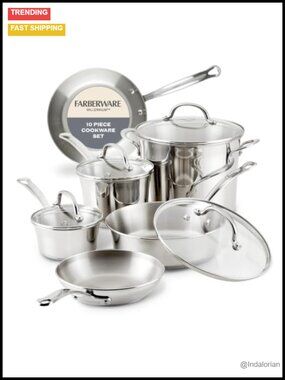 10-Piece Stainless Steel Cookware Set Induction Dishwasher Safe Pots and Pans